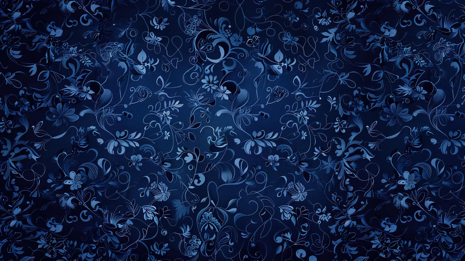 Floral Wallpaper – Blue Arabesques on Night