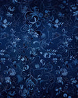 Papier Peint Floral – Arabesques Bleues sur Nuit