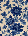 Floral Wallpaper – Blue Peonies on Beige