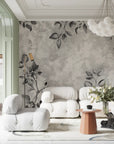 Floral Wallpaper - Black Vines on a Light Background