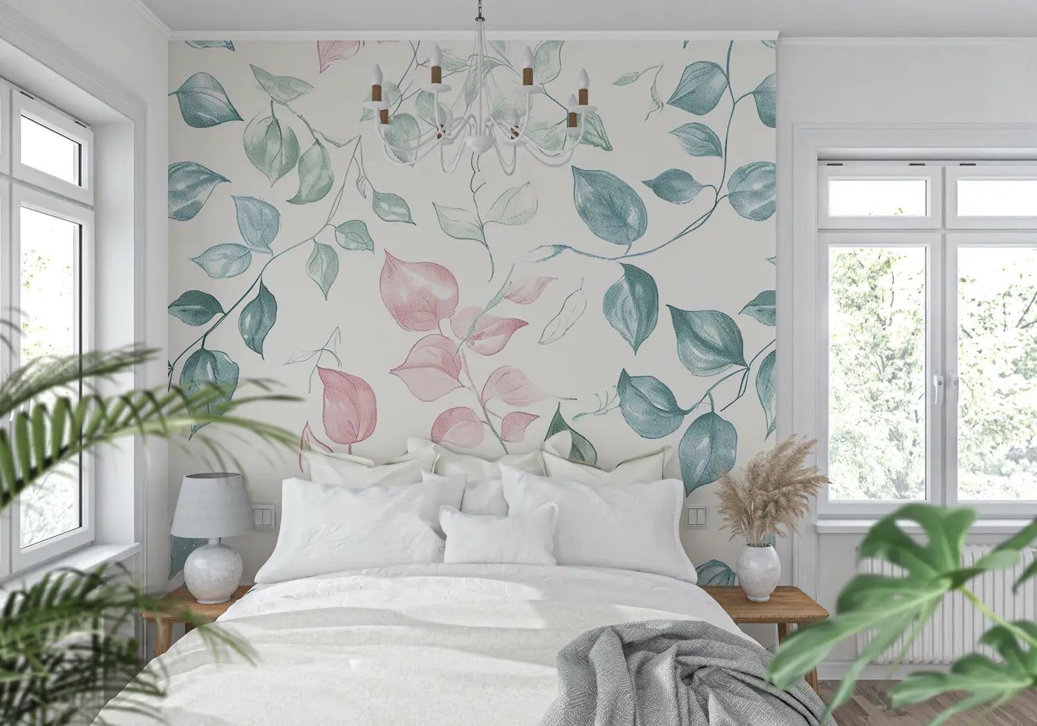 Floral Wallpaper - Delicate Pastel Foliage