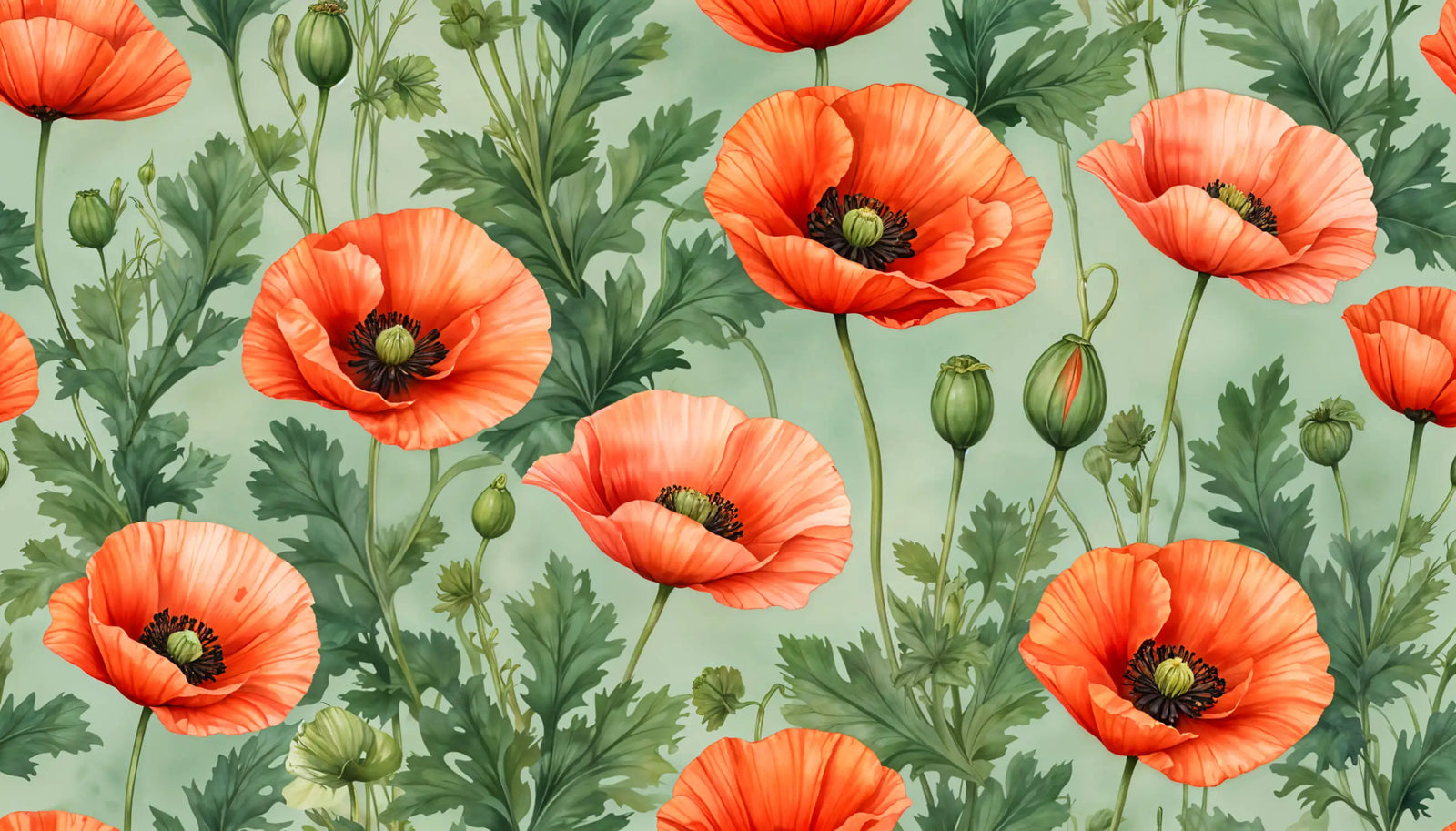 Floral Wallpaper - Blooming Poppies