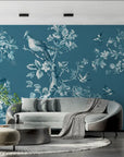 Vintage Wallpaper – Blue Bird Canvas