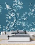 Vintage Wallpaper – Blue Bird Canvas