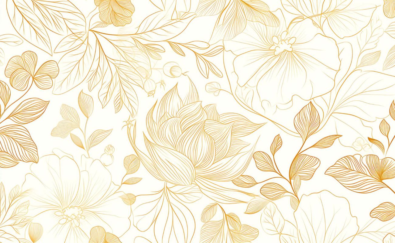 Papier Peint Floral - Fleurs Dorées
