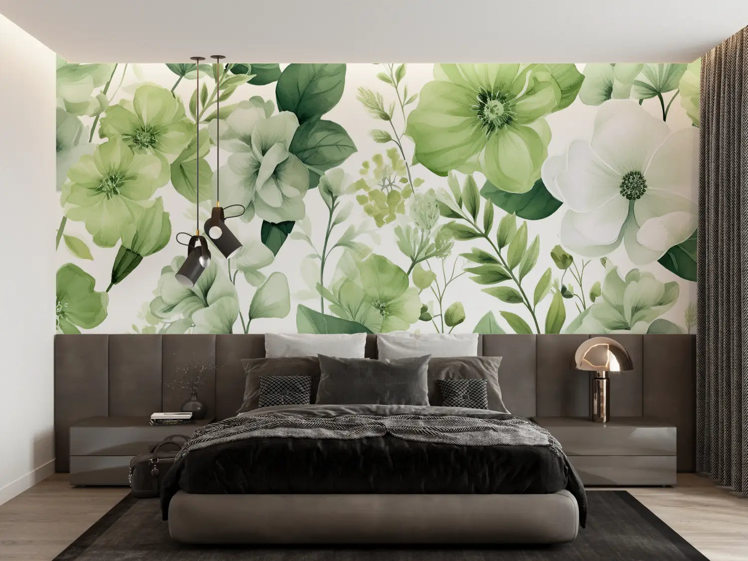 Floral Wallpaper - White Flowers and Soft Greens