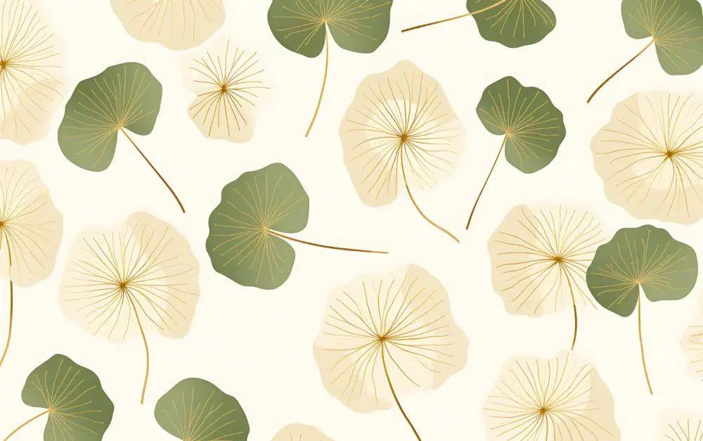 Papier Peint Floral - Fleurs De Ginkgo