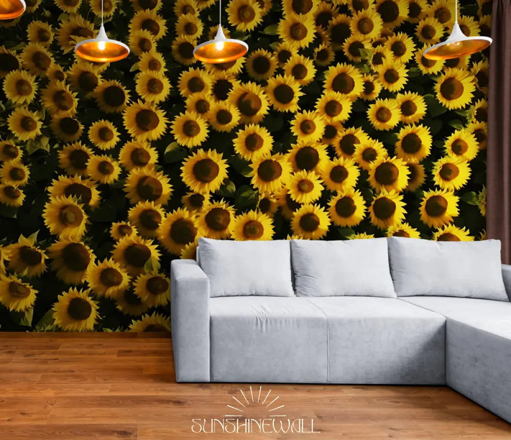 Papier Peint Floral - Tournesol Lumineux