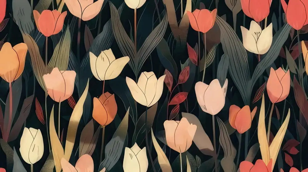 Papier Peint Floral - Tulipes Élégantes