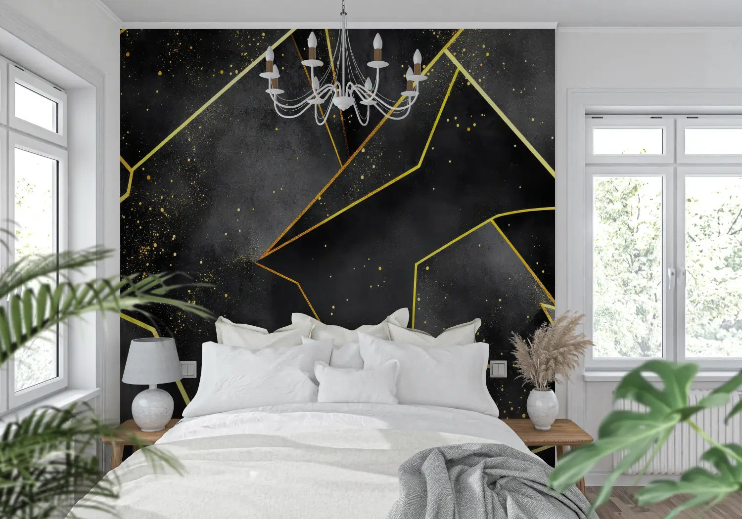 Geometric Wallpaper - Golden Sparkles