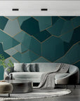 Geometric Wallpaper – Emerald and Gold Mosaic