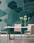 Geometric Wallpaper – Emerald and Gold Mosaic
