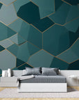 Geometric Wallpaper – Emerald and Gold Mosaic