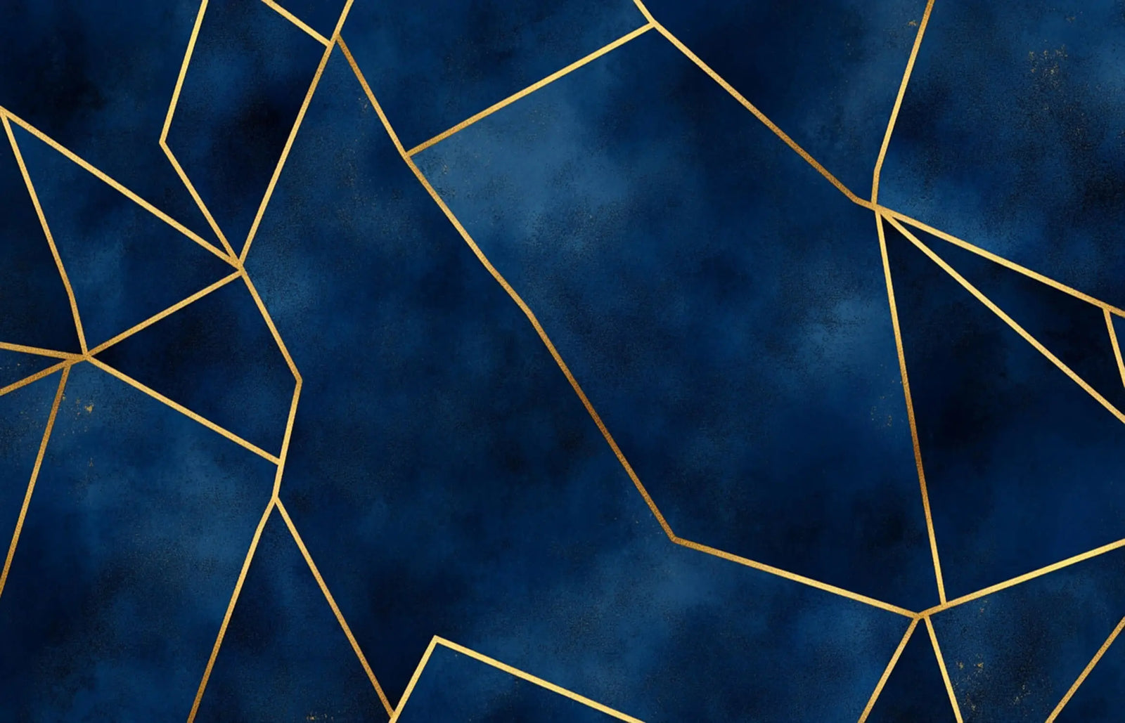 Geometric Wallpaper - Golden Lines on Blue Background