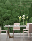 Geometric Wallpaper - Deep Green Triangles