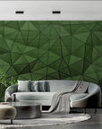 Geometric Wallpaper - Deep Green Triangles
