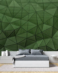 Geometric Wallpaper - Deep Green Triangles