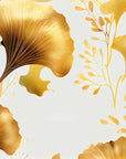 Foliage Wallpaper – Golden Ginkgos on White