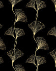 Japanese Wallpaper – Golden Ginkgo Leaves on Black Background