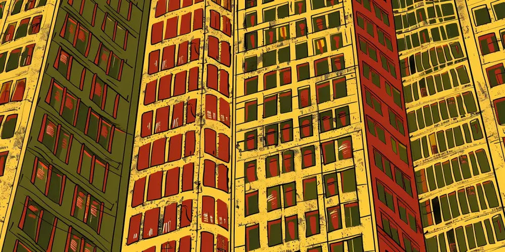 Papier Peint Illustration - Buildings Jaunes