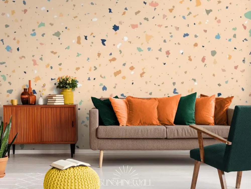 Papier Peint Imitation - Terrazzo Terracotta