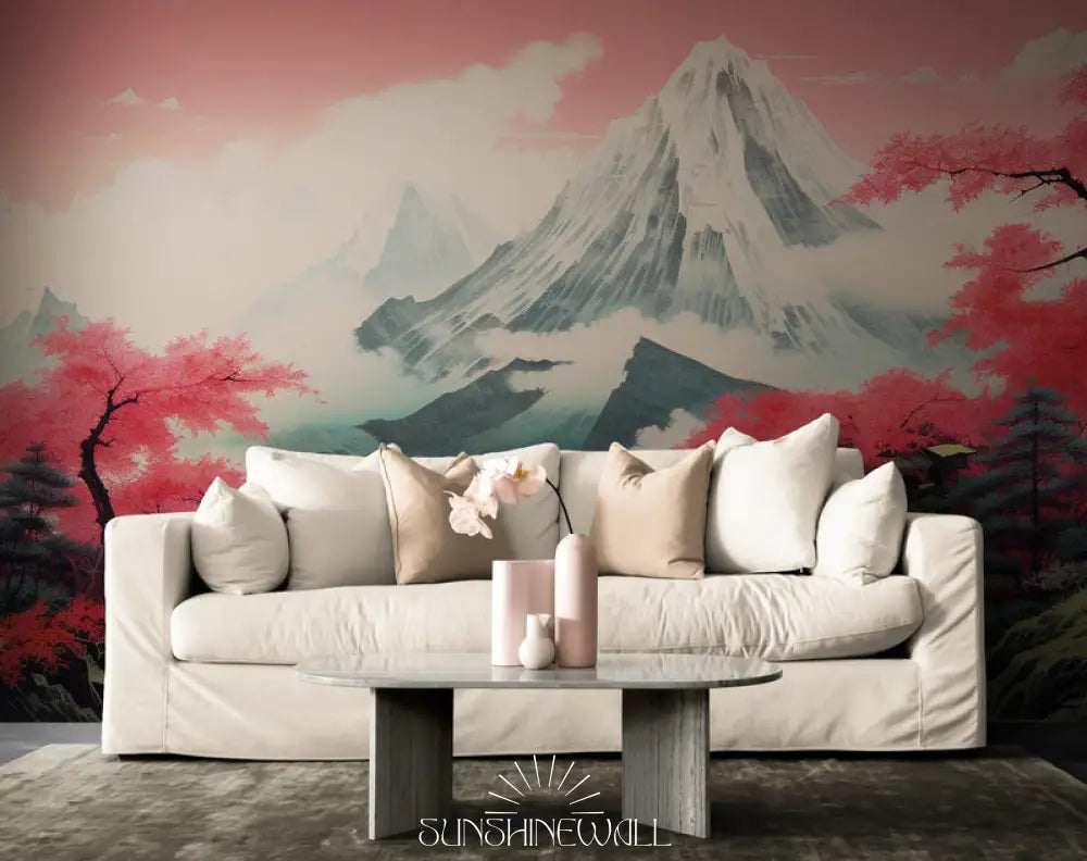 Papier Peint Japonais - Forêt Et Montagnes