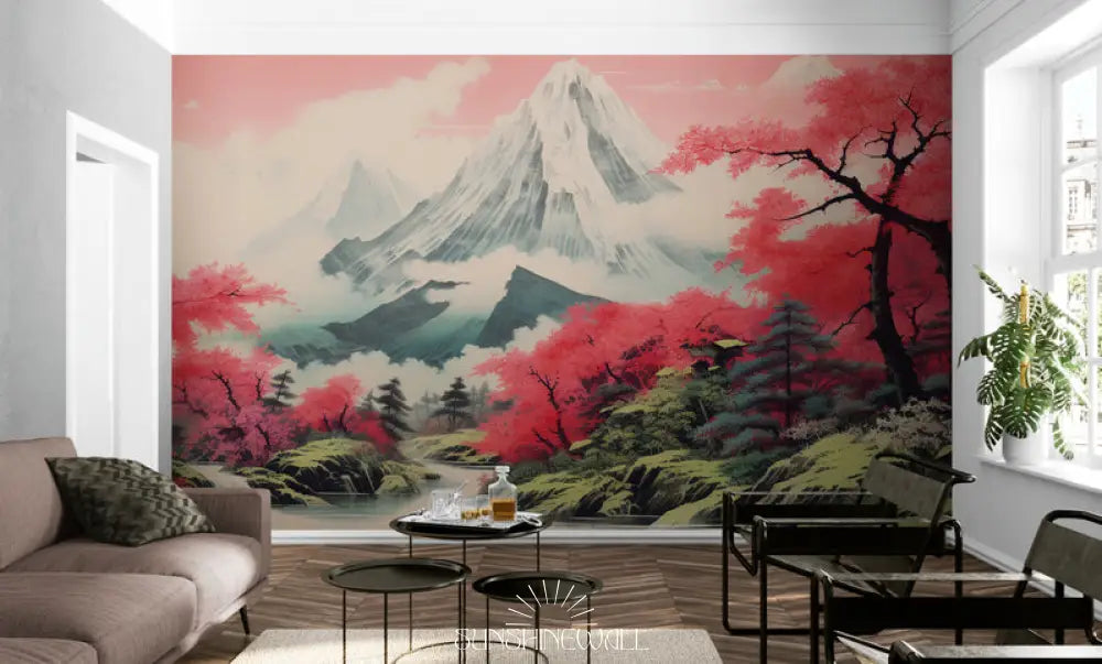 Papier Peint Japonais - Forêt Et Montagnes