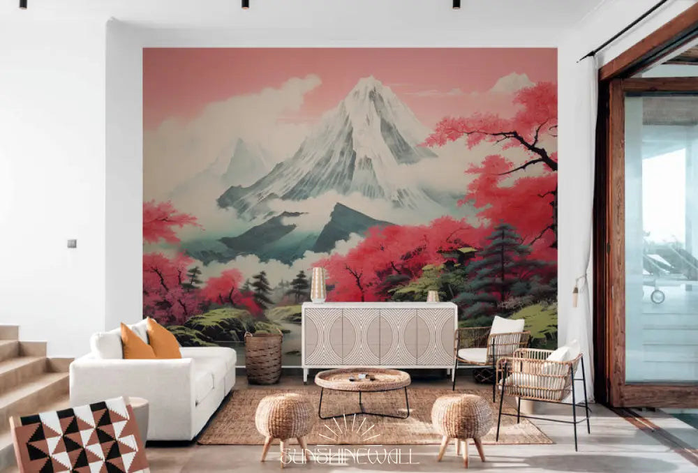 Papier Peint Japonais - Forêt Et Montagnes