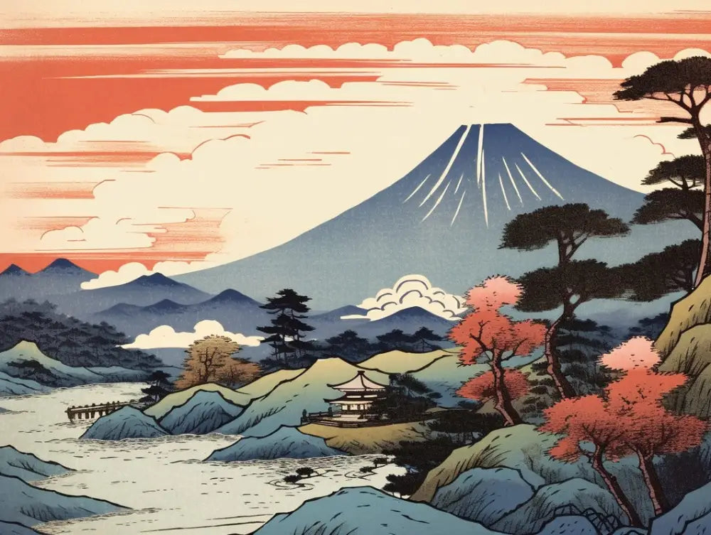 Papier Peint Japonais - Montagnes En Automne