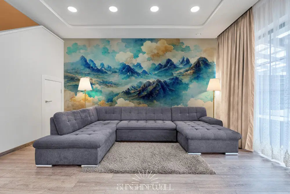 Papier Peint Japonais - Montagnes Et Nuages