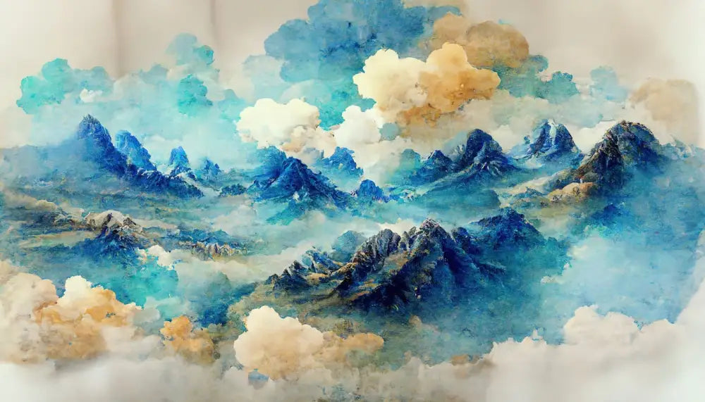 Papier Peint Japonais - Montagnes Et Nuages