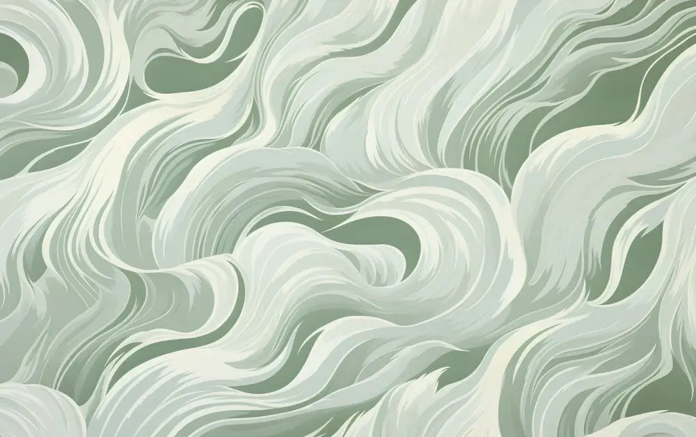 Papier Peint Japonais - Vagues Vertes