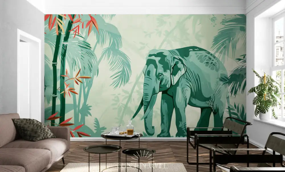 Papier Peint Jungle Tropicale - Eléphant