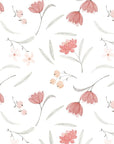 Papier Peint Floral - Fleurs Sur Fond Blanc