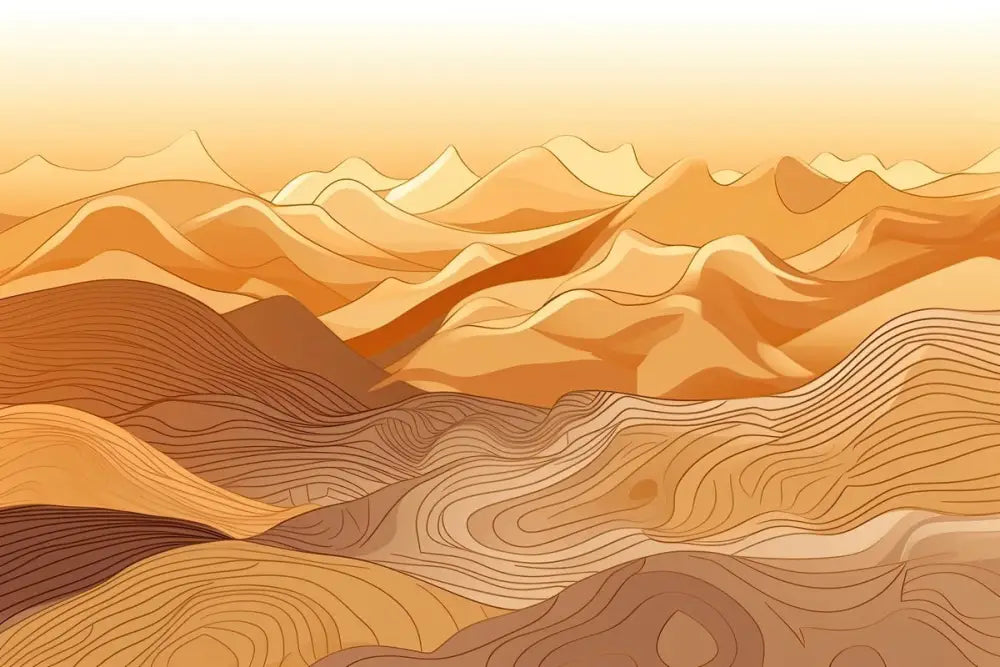 Papier Peint Minimaliste - Montagnes Oranges