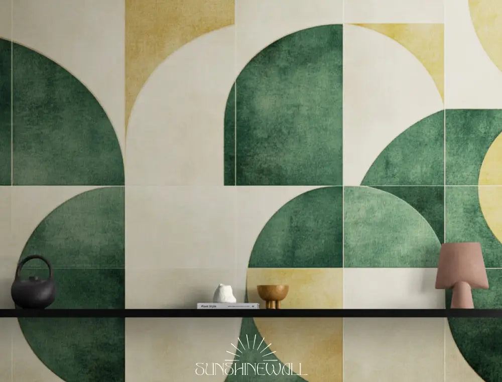 Papier Peint Minimaliste - Vert Et Beige