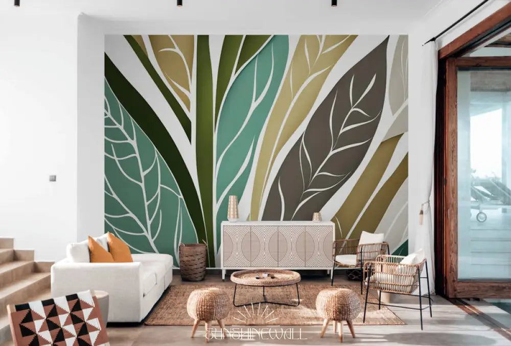 Papier Peint Moderne - Feuilles Tropicales Design