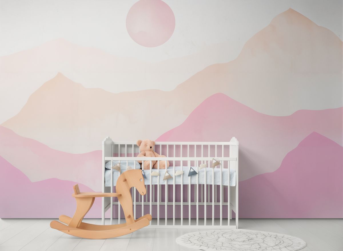 Mountain Wallpaper - Soft Pastel Pink