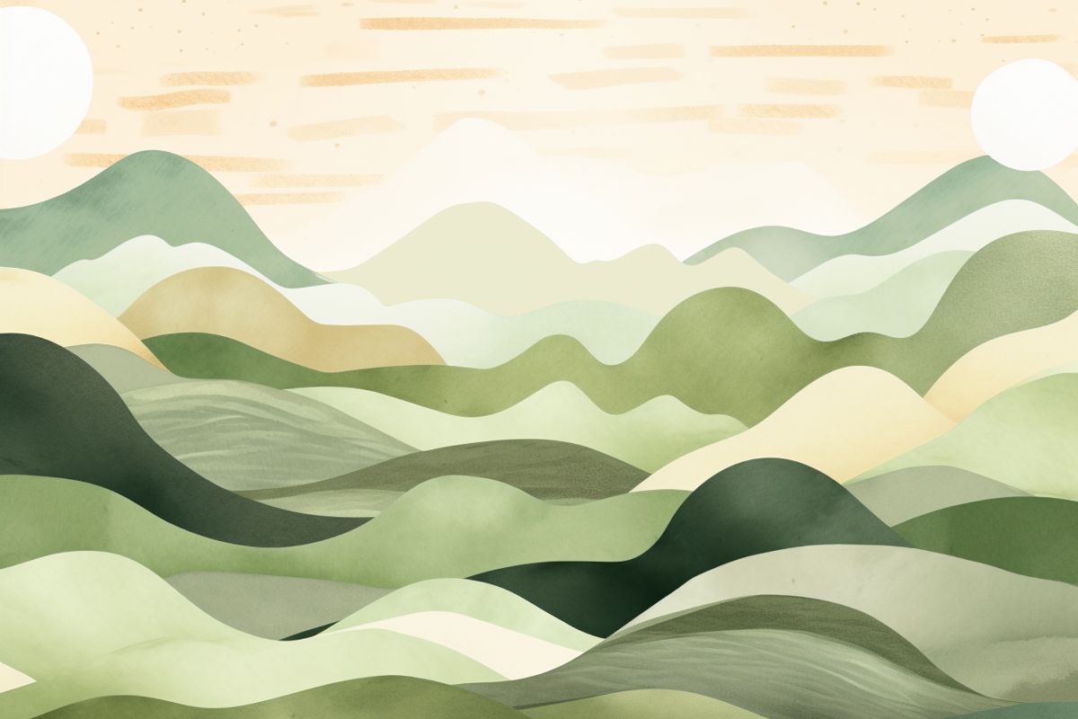 Mountain Wallpaper - Soft Pastel Green