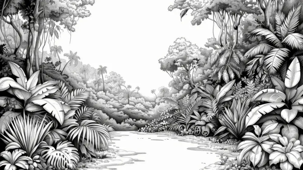 Papier Peint Noir Et Blanc - Paysage Tropical