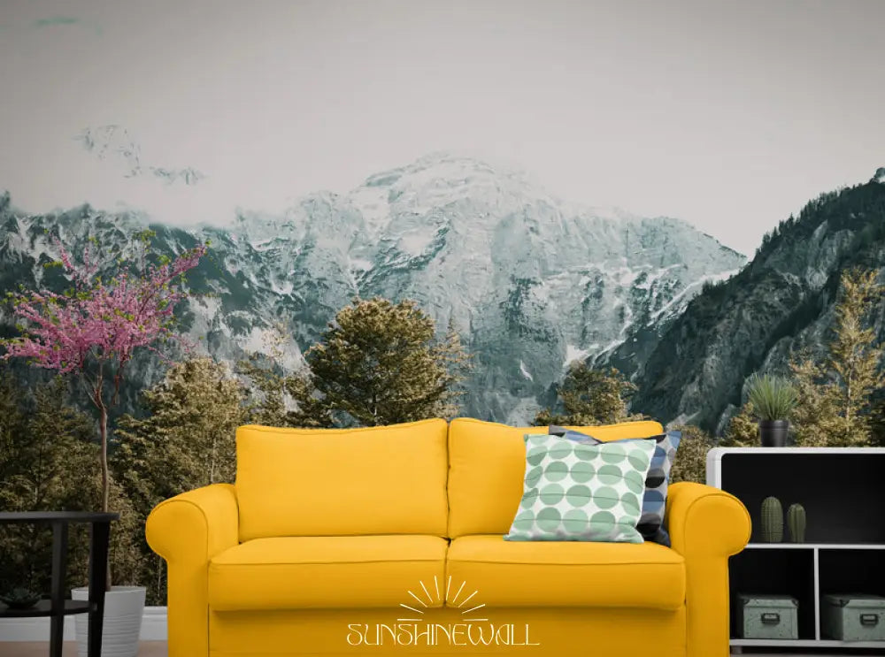 Papier Peint Panoramique - Col De Montagne Enneigée