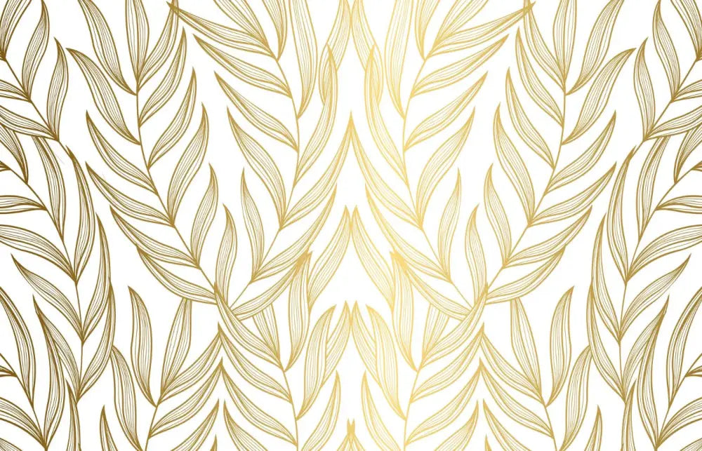 Papier Peint Panoramique - Feuillage Doré Élégant