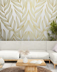 Papier Peint Panoramique - Feuillage Doré Élégant