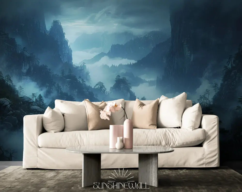 Papier Peint Paysage - Montagnes Brumeuses