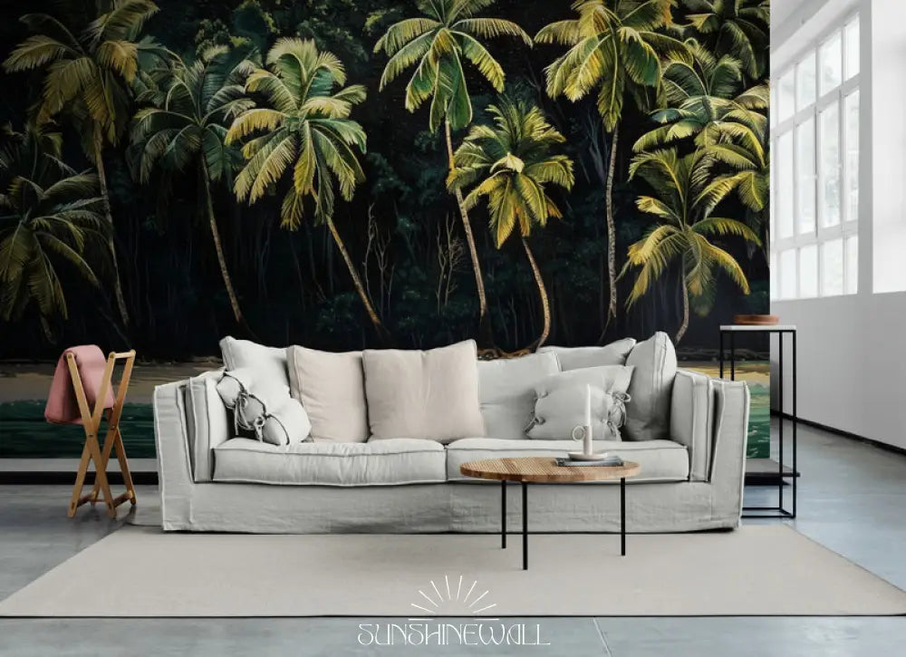 Papier Peint Paysage - Plage Et Forêt Sombre