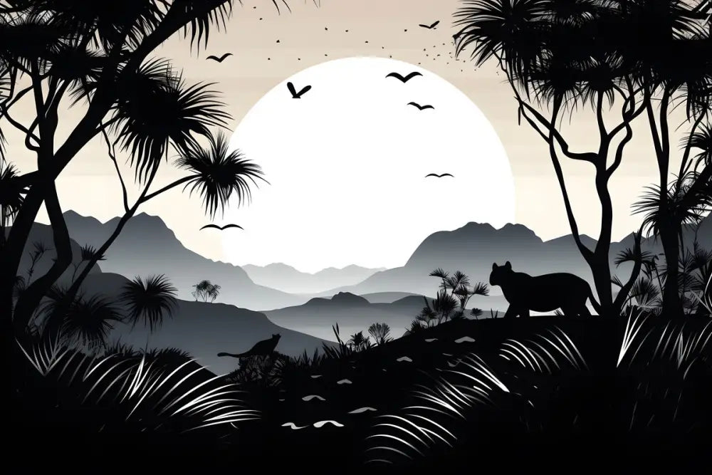 Papier Peint Paysage - Silhouette Tropicale