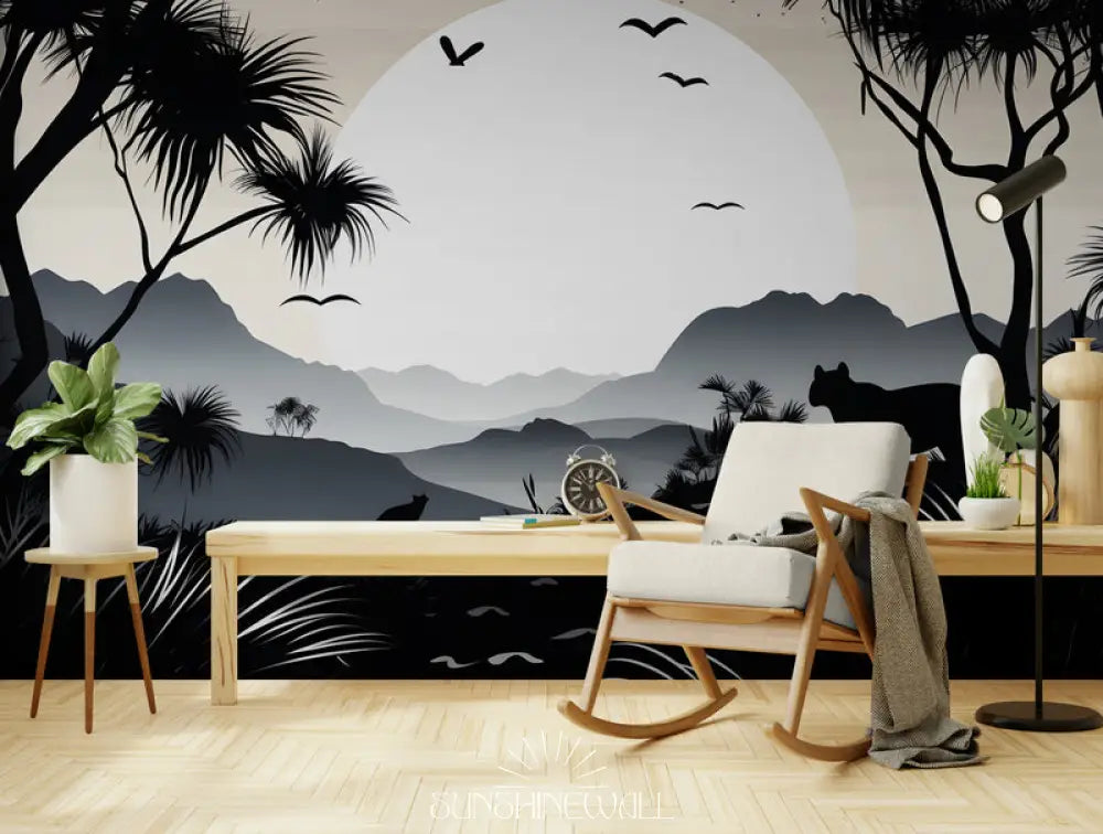 Papier Peint Paysage - Silhouette Tropicale