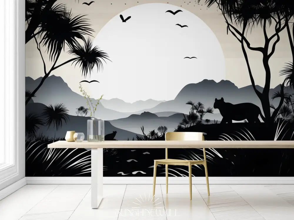 Papier Peint Paysage - Silhouette Tropicale