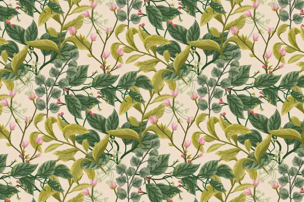 Papier Peint Vintage - Feuillage Tropical Ancien