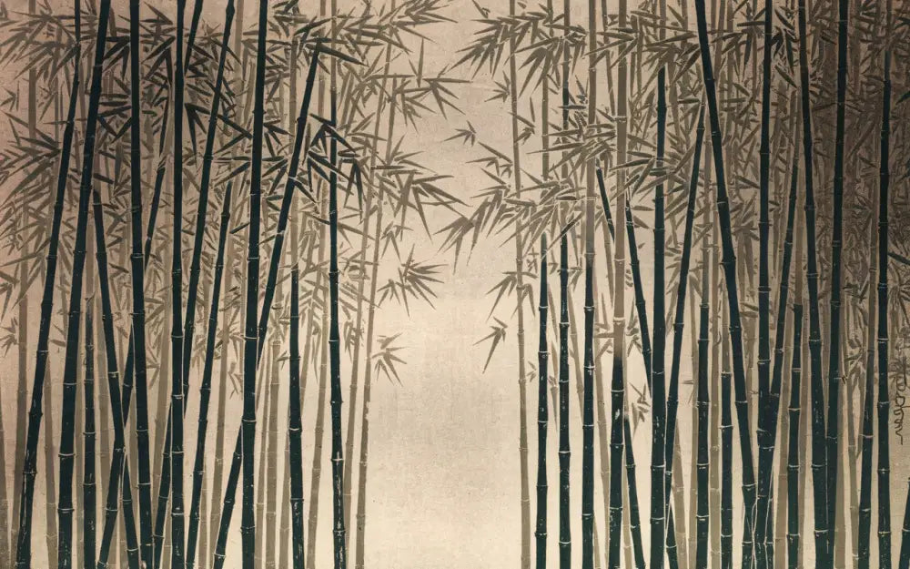 Papier Peint Vintage - Forêt De Bambou Grise